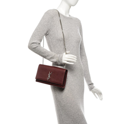 Saint Laurent Grain De Poudre Medium Monogram Kate Satchel Dark Red 2 of 6