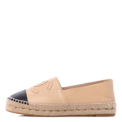 Chanel Lambskin CC Espadrilles 38 Beige Black 1 of 12