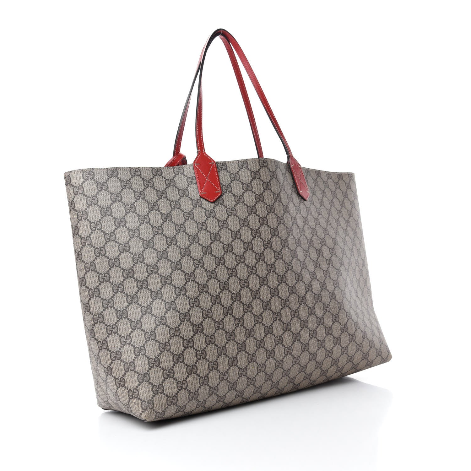 Gucci GG Supreme Monogram Large Reversible Tote Beige Red 3 of 17