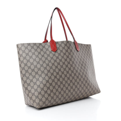 Gucci GG Supreme Monogram Large Reversible Tote Beige Red 3 of 17