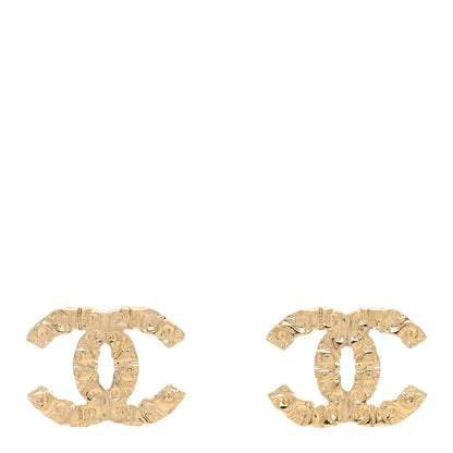 Chanel Metal Textured CC Earrings Gold 1 of 4