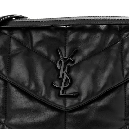 Saint Laurent Lambskin Quilted Monogram Monochrome Medium Loulou Puffer Chain Satchel Black 8 of 11
