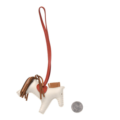 Hermes Milo Lambskin Grigri Rodeo Horse Bag Charm PM Craie Sesame Cornaline 2 of 2