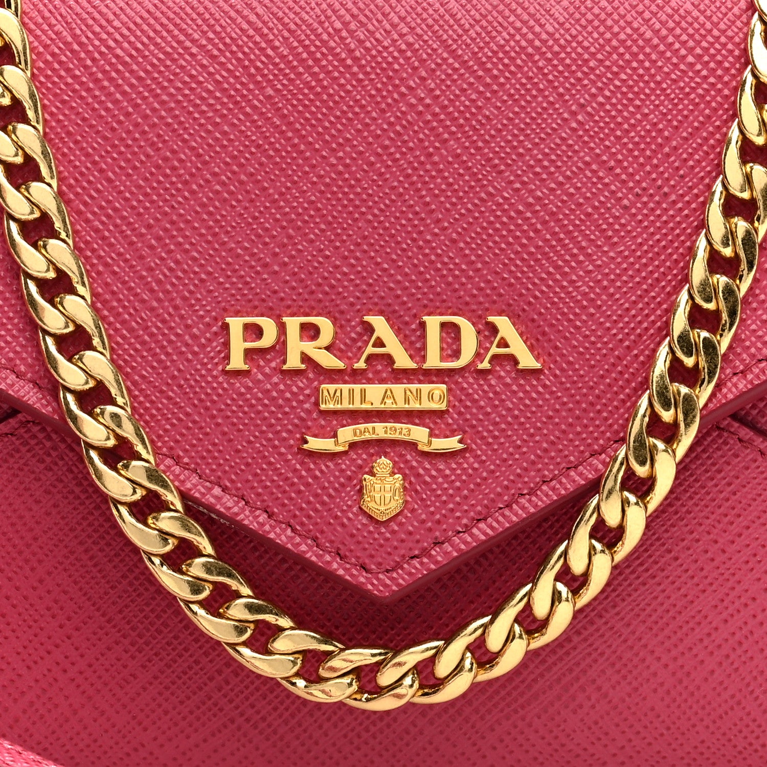 Prada Saffiano Triangle Mini Crossbody Bag Peonia 7 of 9