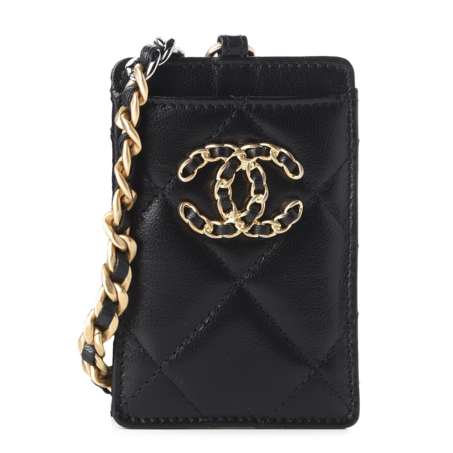 Chanel Goatskin Quilted 19 Card Holder On Chain Black 1 of 7