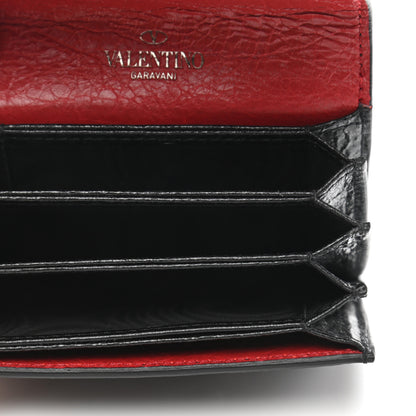 Valentino Garavani Craquele Nappa Rockstud Spike Bi-Fold Card Holder Black 4 of 8
