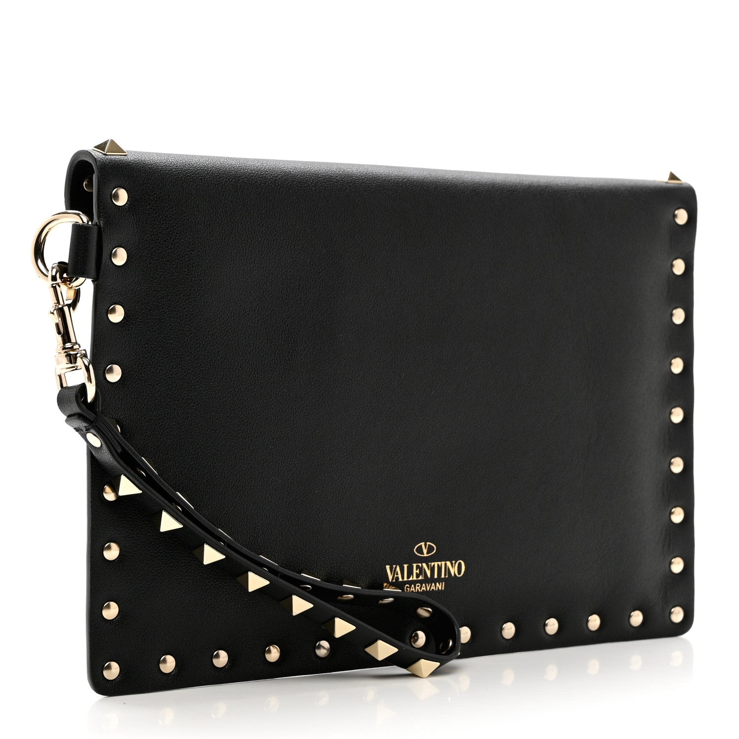 Valentino Garavani Vitello Medium Rockstud Envelope Flat Wristlet Pouch Black 2 of 5