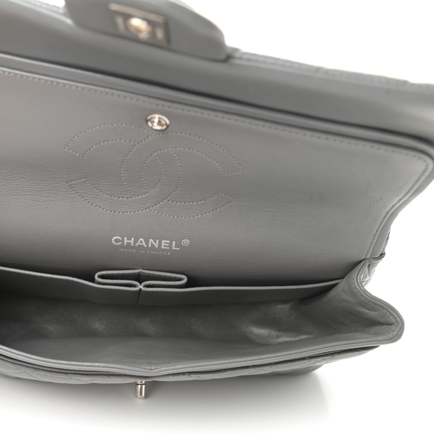 Chanel Lambskin Quilted Medium Double Flap Dark Grey 5 of 10