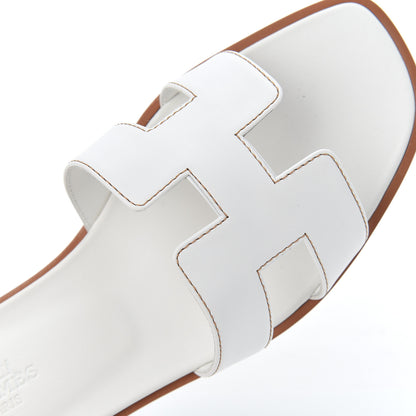 Hermes Box Calfskin Oran Sandals 36.5 White 9 of 16