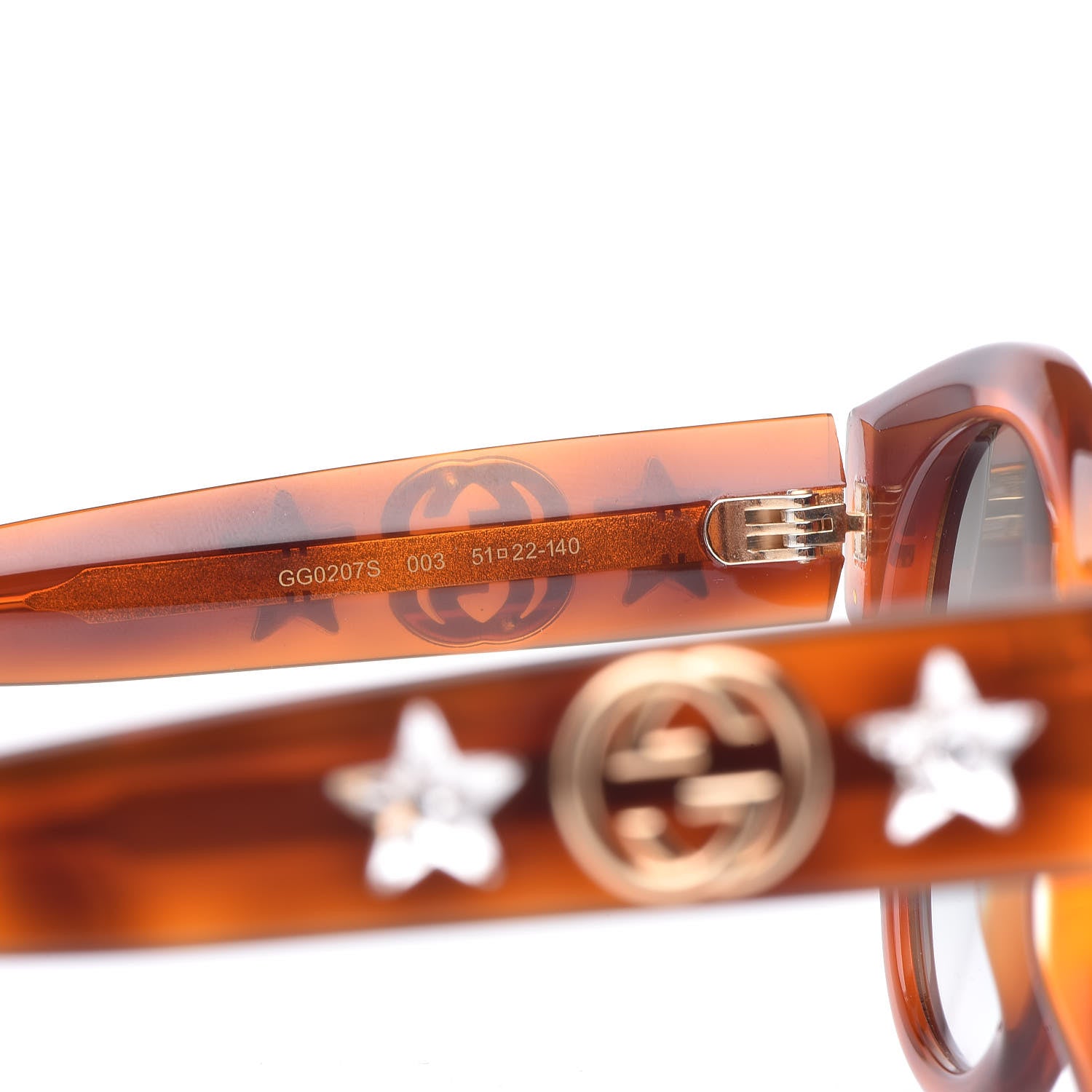 Gucci Round Frame GG Star Sunglasses GG0207S Tortoiseshell 8 of 9