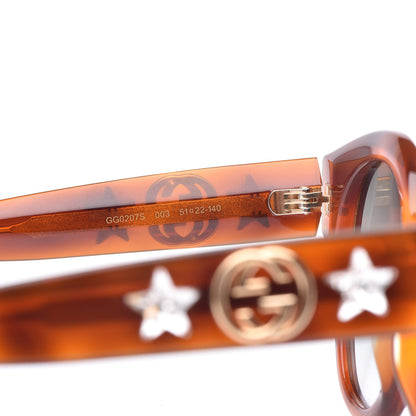 Gucci Round Frame GG Star Sunglasses GG0207S Tortoiseshell 8 of 9