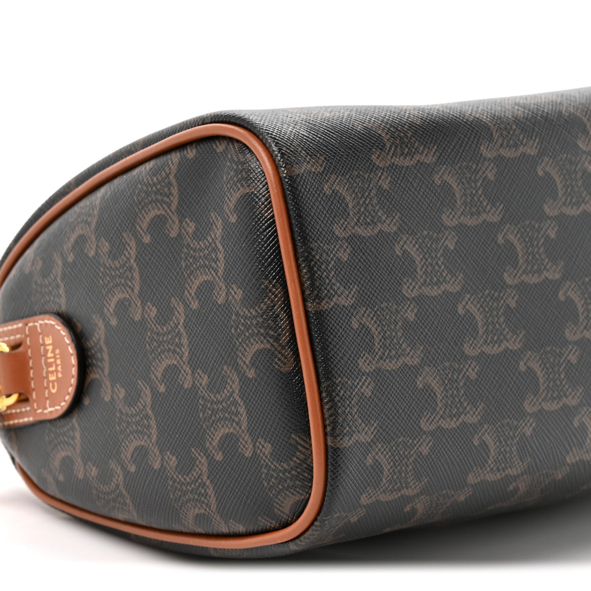 Triomphe Canvas Calfskin Small Boston Bag Tan