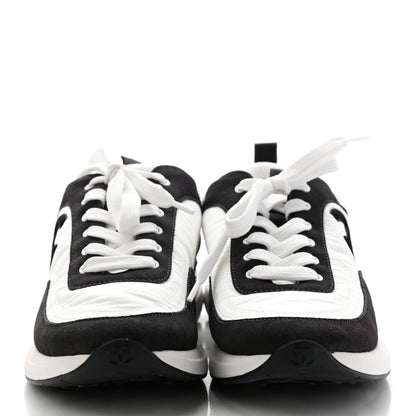 Chanel Nylon Suede Calfskin CC Sneakers 41 White Dark Grey 2 of 9