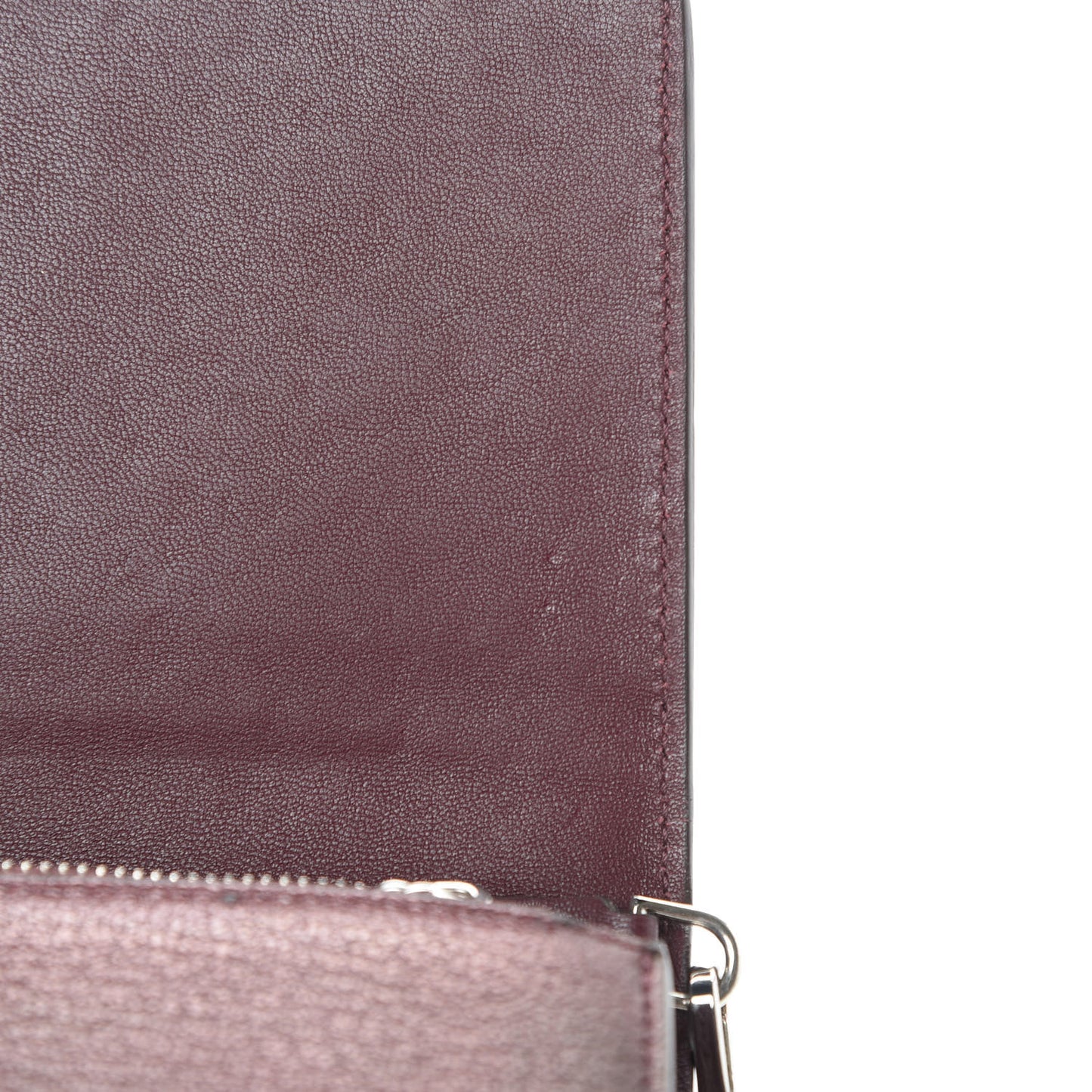 Metallic Sugar Goatskin Pandora Chain Wallet Bordeaux
