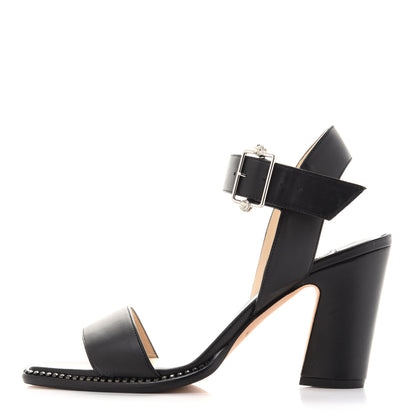 Jimmy Choo Crystal Calfskin Minase Sandals 39.5 Black 1 of 12
