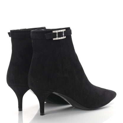Hermes Suede Goatskin Rhinestone Blanche Ankle Boots 37.5 Black 4 of 10