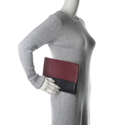Celine Lambskin Bi-Color Solo Clutch Pouch Light Burgundy Navy 2 of 8