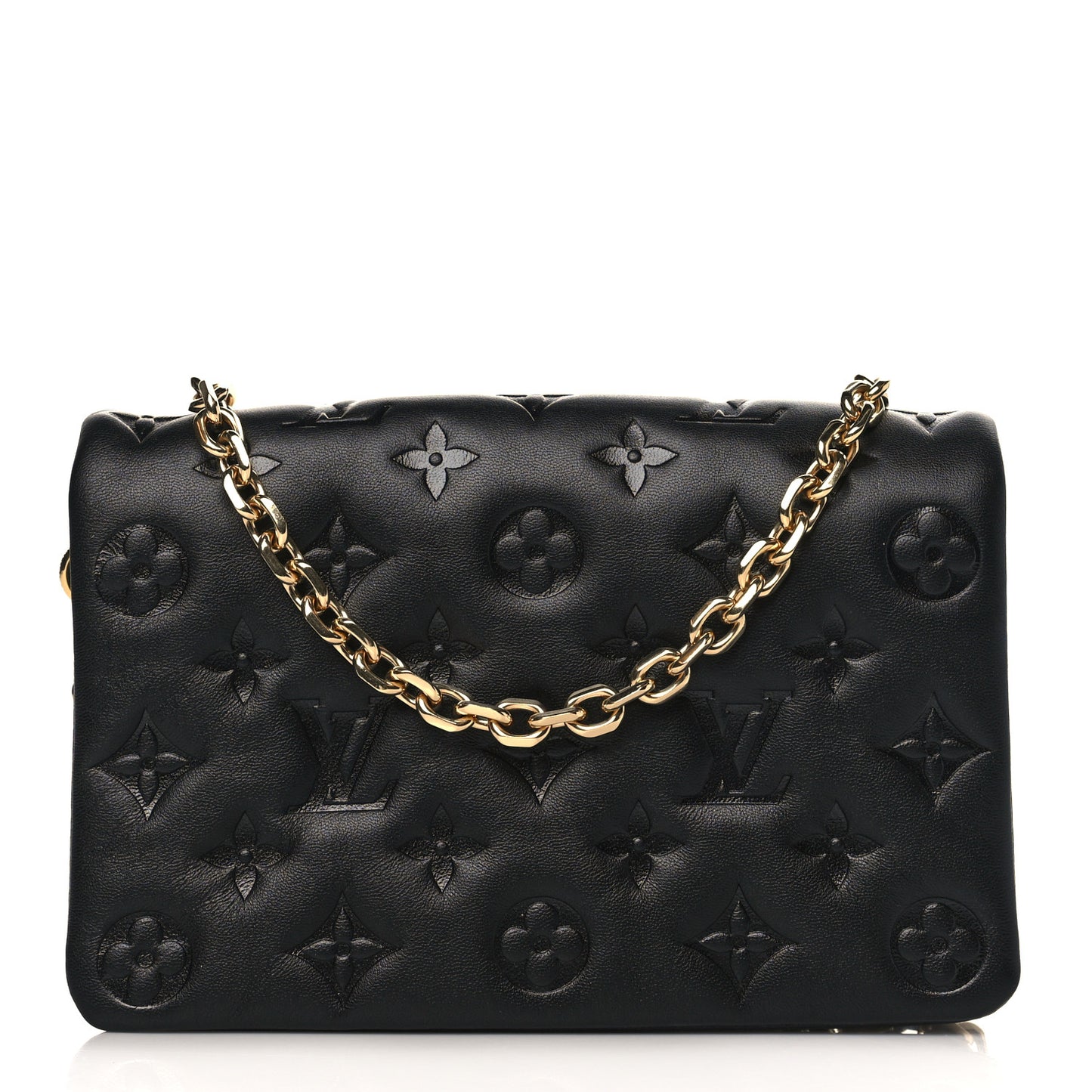 Lambskin Embossed Monogram Pochette Coussin Black
