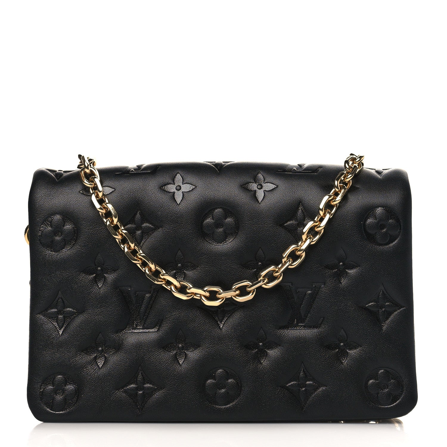 Louis Vuitton Lambskin Embossed Monogram Pochette Coussin Black 1 of 8
