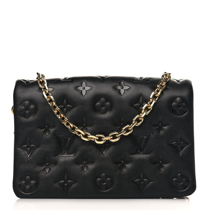 Louis Vuitton Lambskin Embossed Monogram Pochette Coussin Black 1 of 8