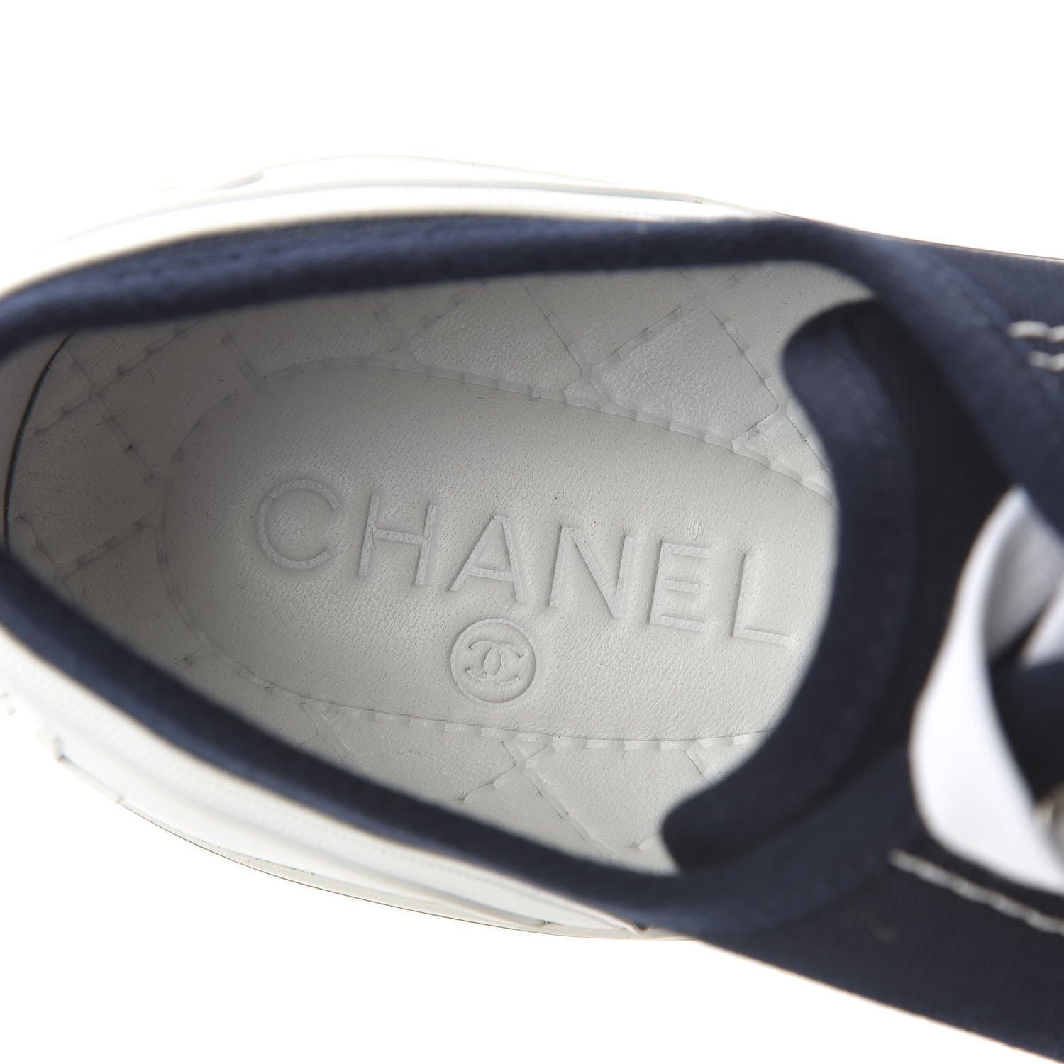 Chanel Fabric Mens Lace Up Cap Toe Sneakers 41 Navy 7 of 10