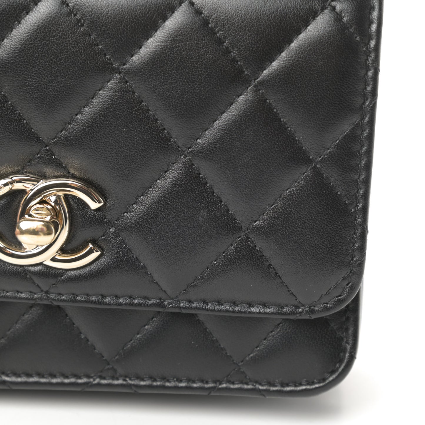 Lambskin Quilted Mini Trendy CC Wallet On Chain WOC Black