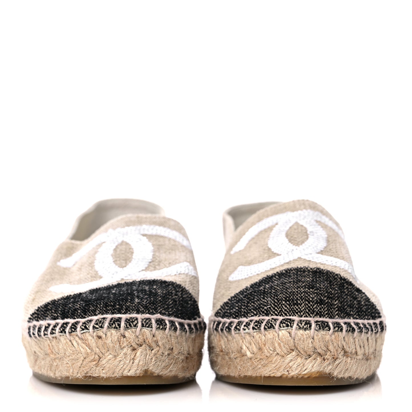 Toile Sequin CC Espadrilles 36 Beige Black