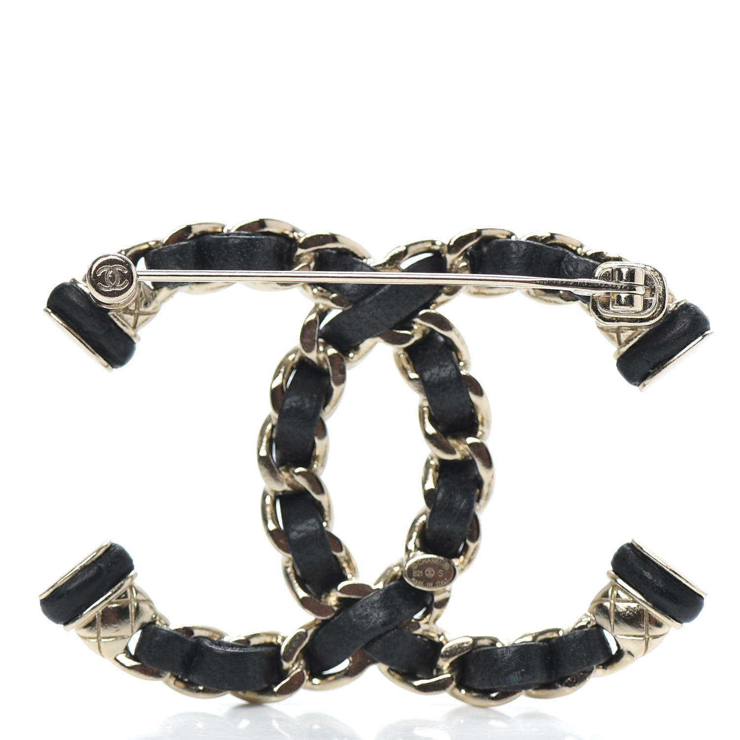 Chanel Lambskin Chain CC Brooch Black Gold 3 of 5