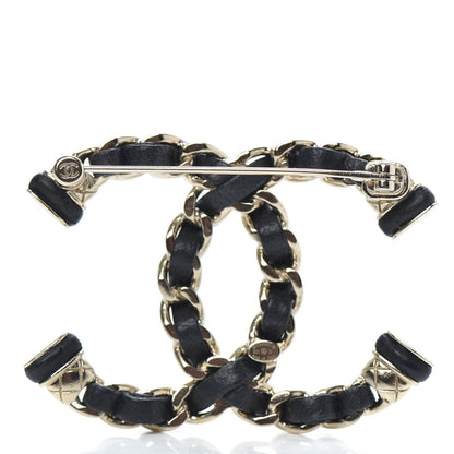 Chanel Lambskin Chain CC Brooch Black Gold 3 of 5