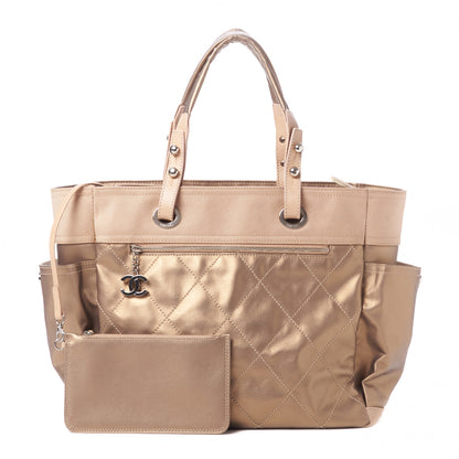 Chanel Metallic Coated Canvas Large Paris Biarritz Tote Gold 1 of 11