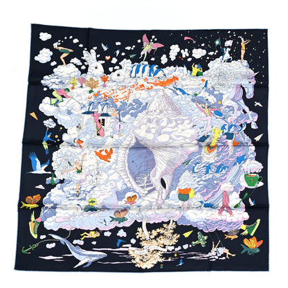 Hermes Silk Sur Mon Nuage Scarf 90 Bleu Black Mauve Multicolor 1 of 5