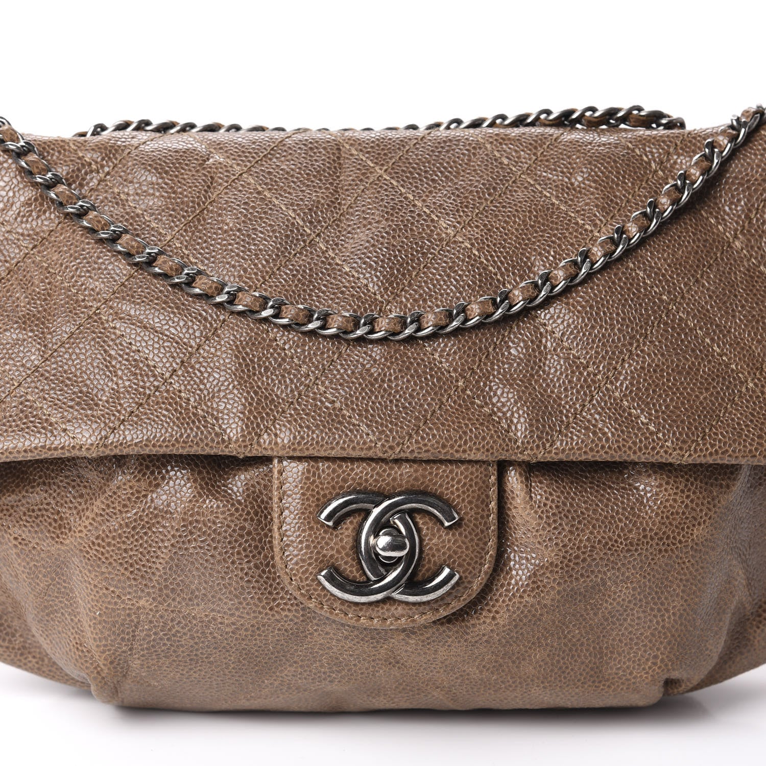 Chanel Caviar Quilted Medium Elastic Flap Brown 11 of 12