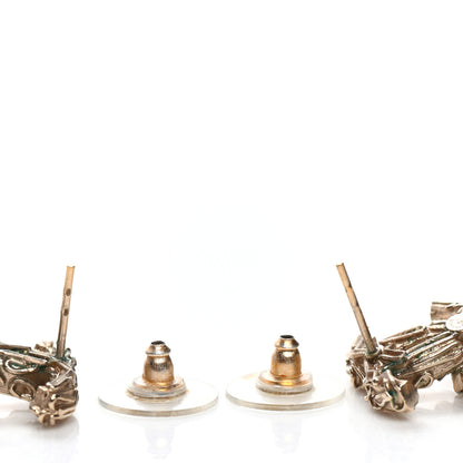 Chanel Crystal Twisted CC Earrings Gold 3 of 4