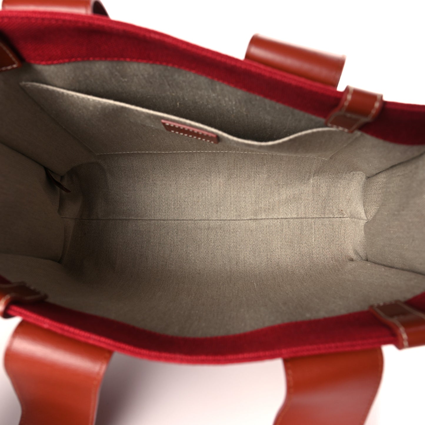 Canvas Calfskin Medium Woody Ribbon Tote Dark Red
