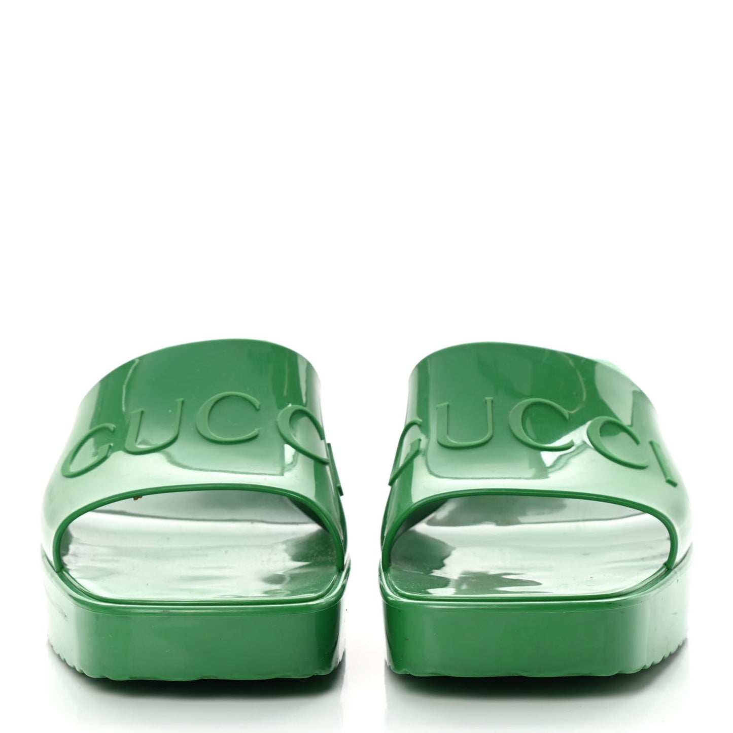 Rubber Gucci Logo Womens Platform 20/60mm Slide Sandals 39 New Shamarock