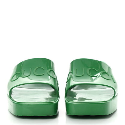 Gucci Rubber Gucci Logo Womens Platform 20/60mm Slide Sandals 39 New Shamarock 2 of 8