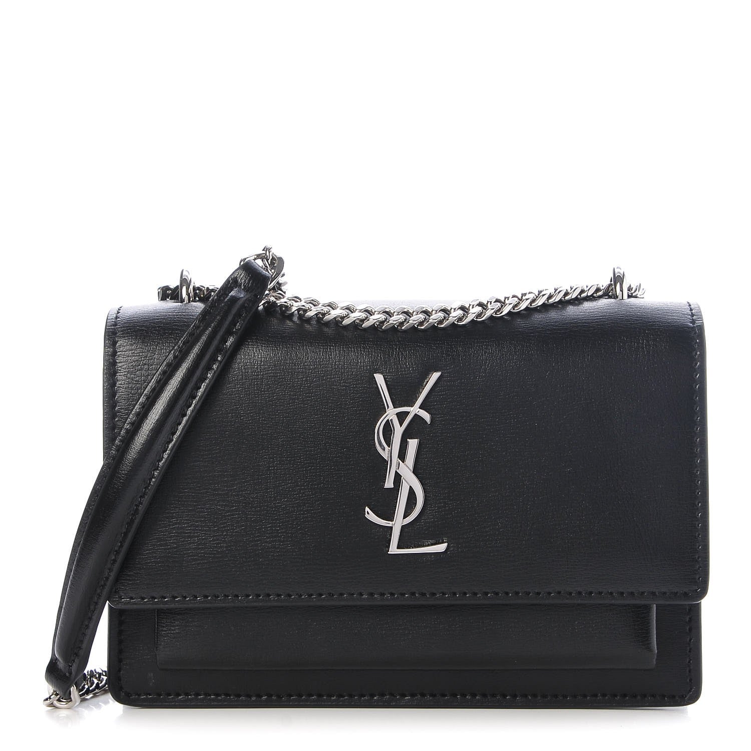 Saint Laurent Calfskin Monogram Sunset Chain Wallet Black 1 of 7