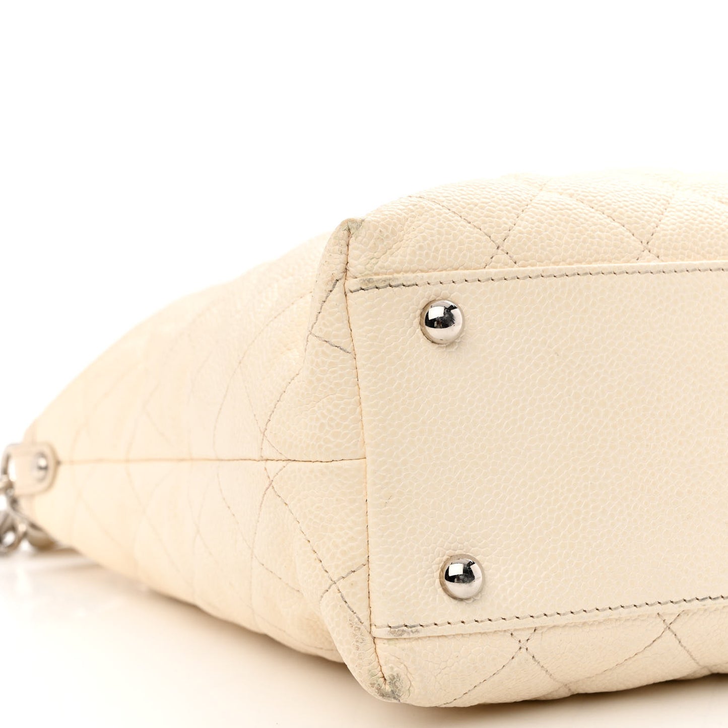 Caviar Quilted French Riviera Hobo Dark White