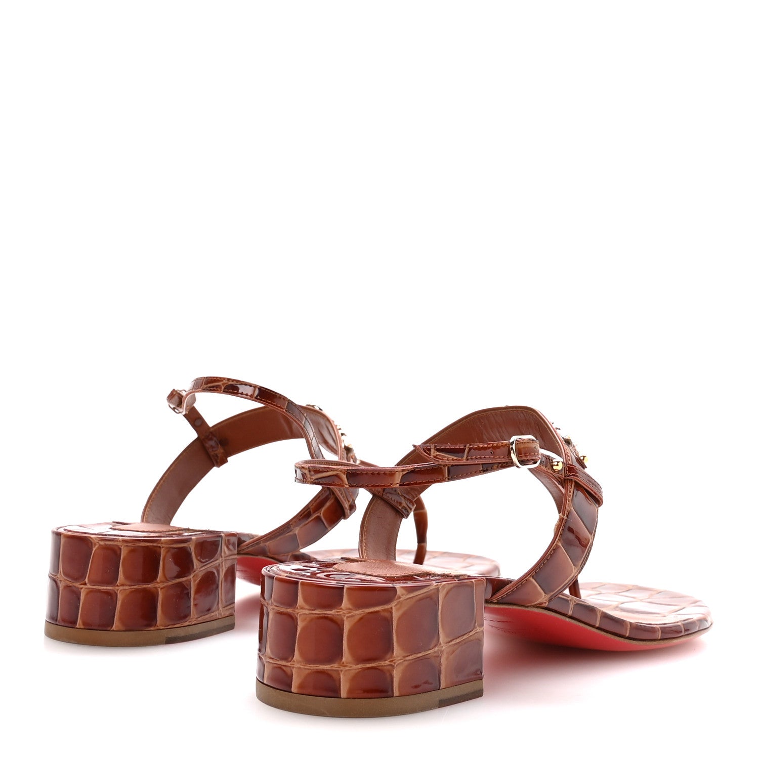 Christian Louboutin Calfskin Alligator Embossed MJ 25 Thong Sandals 39 Acajou 5 of 8
