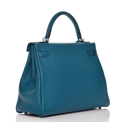 Hermes Togo Kelly Retourne 32 Bleu Izmir 4 of 35