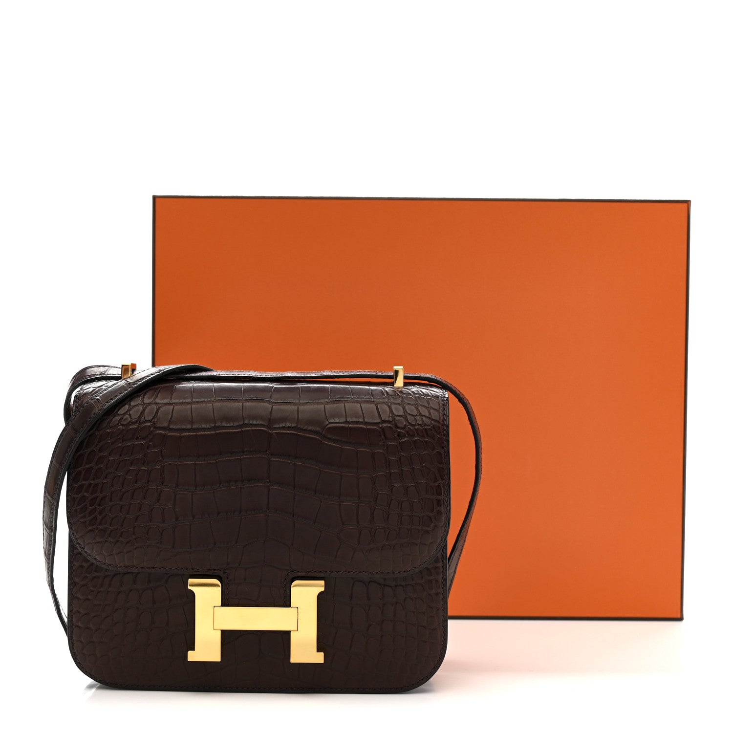 Hermes Matte Alligator Constance 18 Rouge Sellier 10 of 10