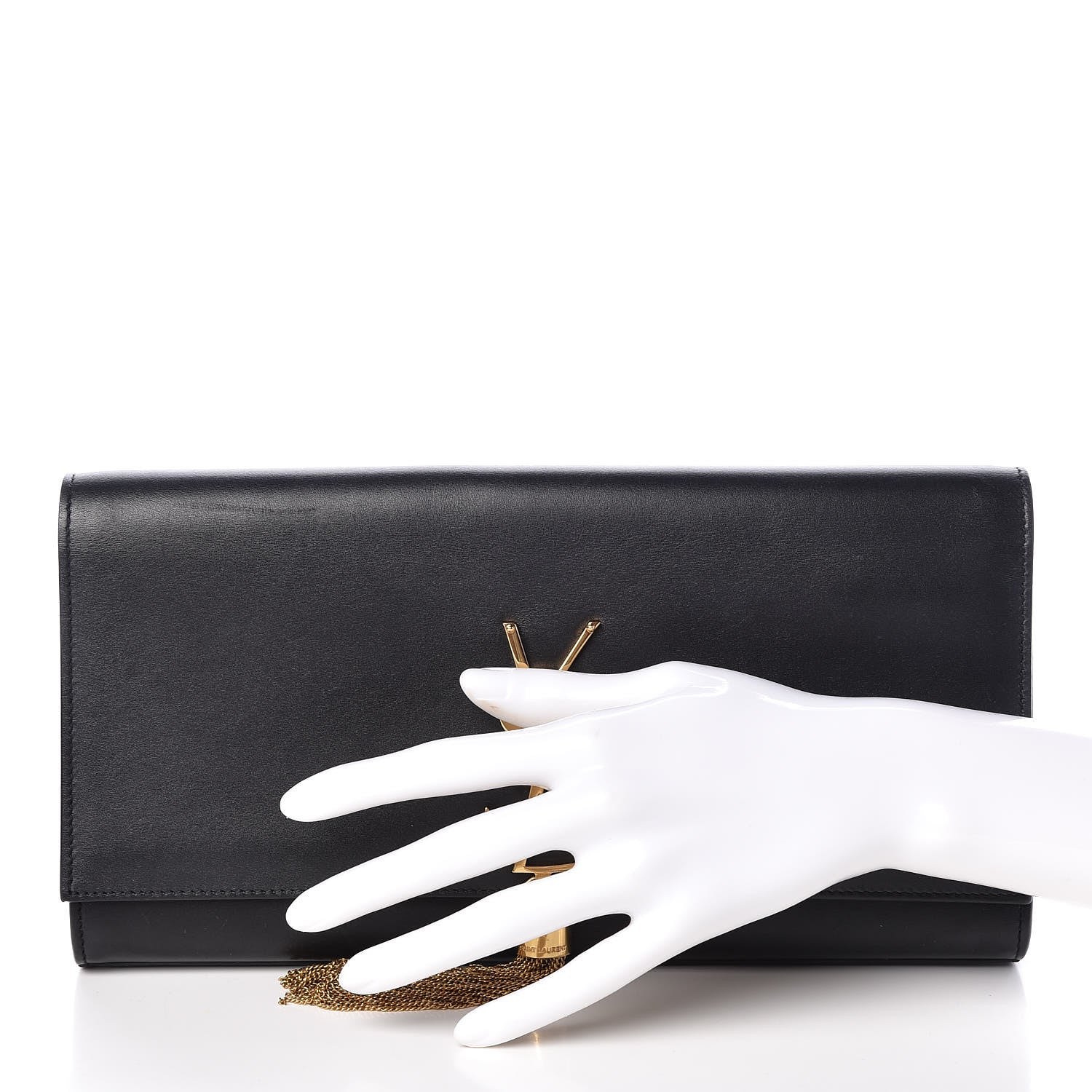 Saint Laurent Calfskin Classic Monogram Tassel Clutch Black 2 of 12