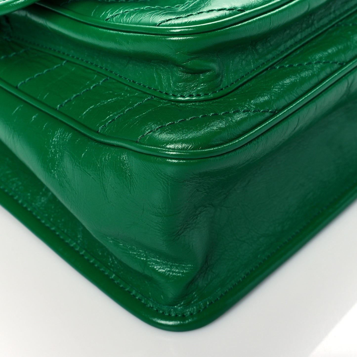 Crinkled Calfskin Matelasse Monogram Medium Niki Chain Satchel New Vert Praire
