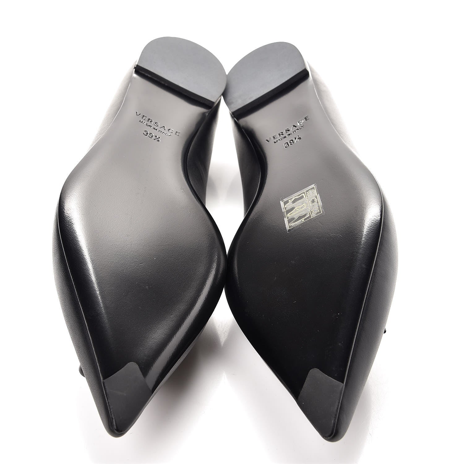 Versace Calfskin Palazzo Ballerina Flats 39.5 Black 7 of 11
