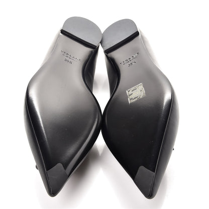 Versace Calfskin Palazzo Ballerina Flats 39.5 Black 7 of 11
