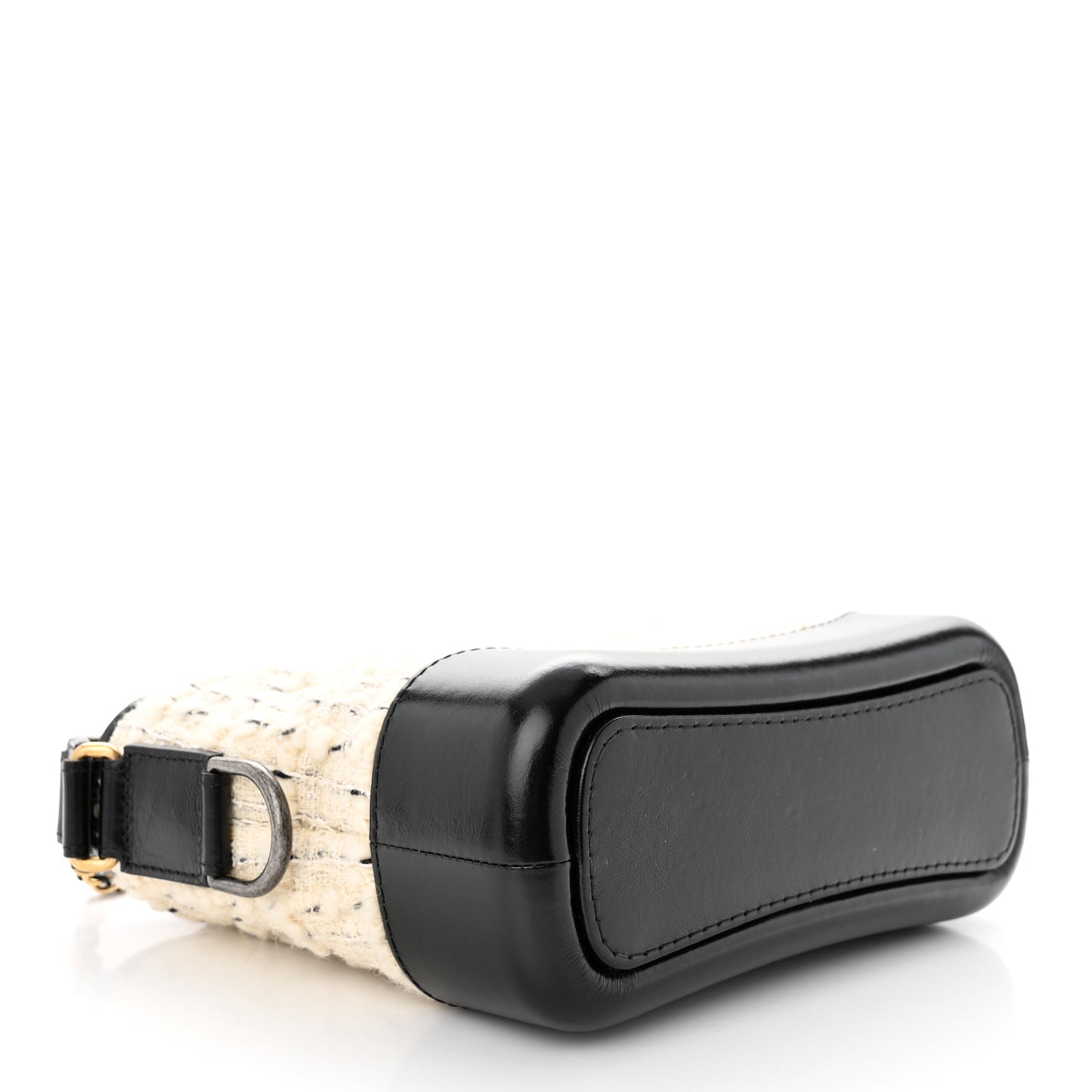 Tweed Calfskin Quilted Small Gabrielle Hobo Ivory Black