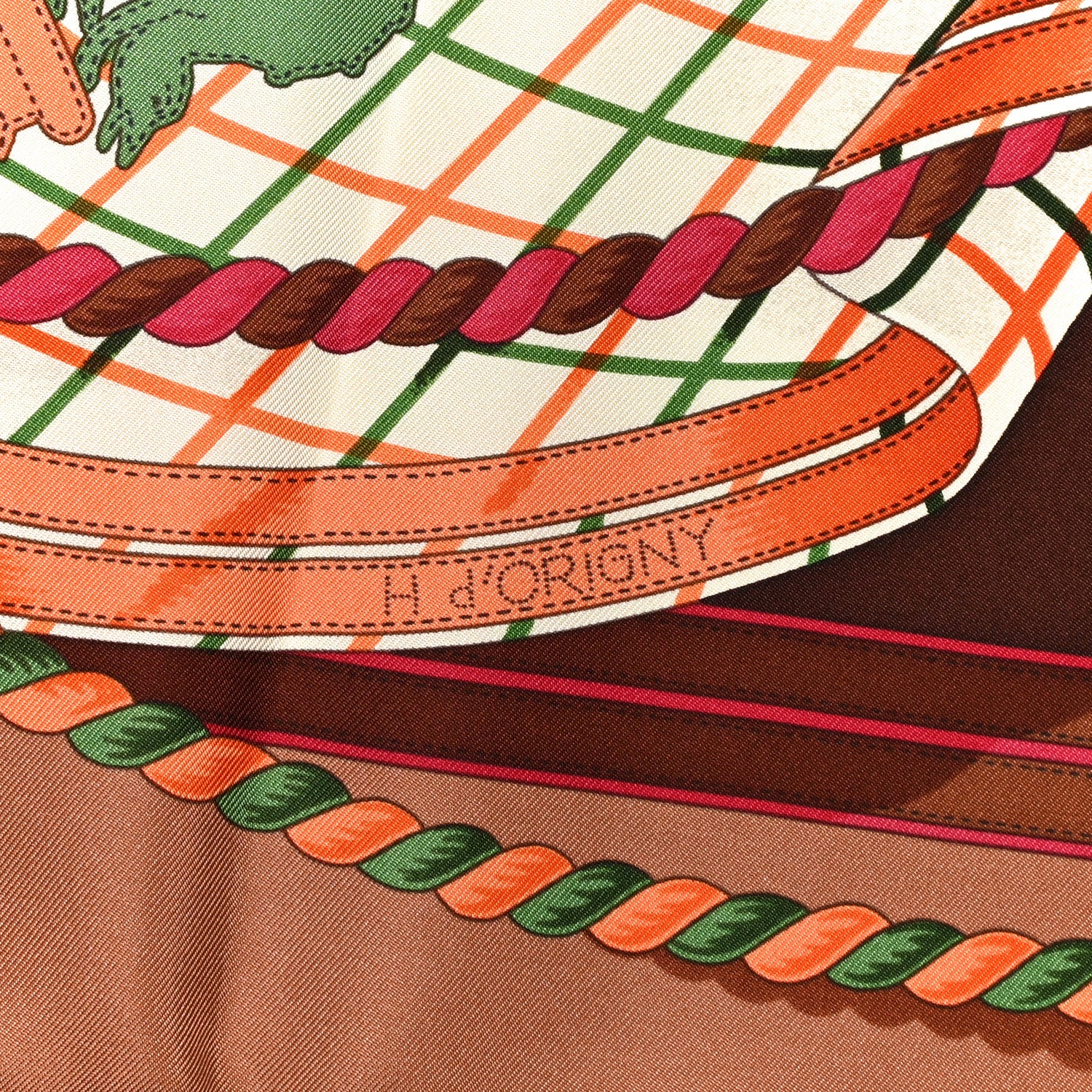 Hermes Silk Grande Tenue Scarf 90 Chataigne Framboise Vert 6 of 6