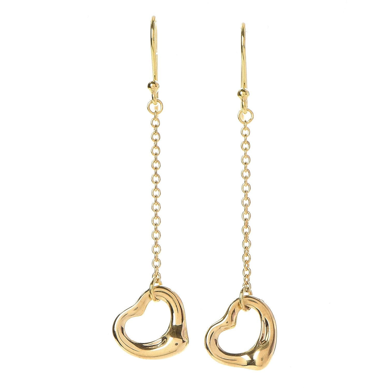 Tiffany 18K Yellow Gold Elsa Peretti Open Heart Drop Earrings 1 of 3