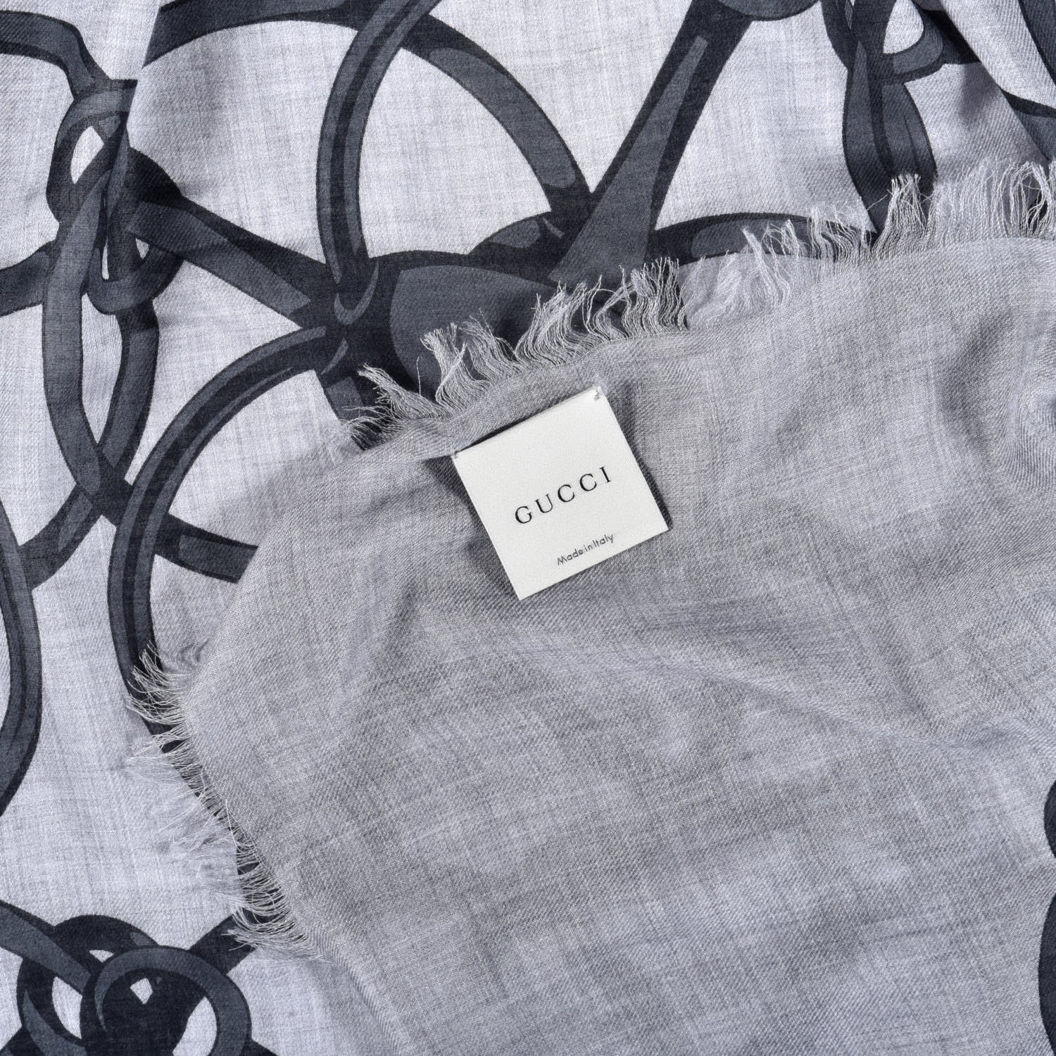 Gucci Modal Wool Hildash Square Shawl Zinc Medium Grey 3 of 3