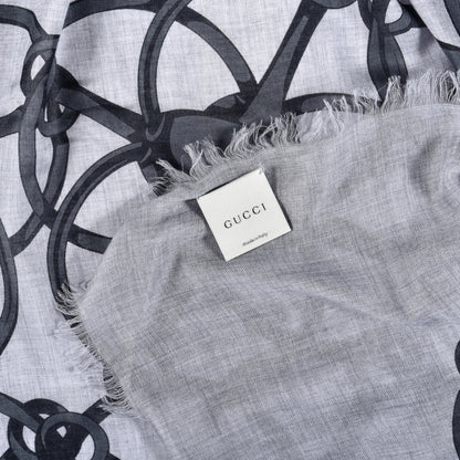 Gucci Modal Wool Hildash Square Shawl Zinc Medium Grey 3 of 3